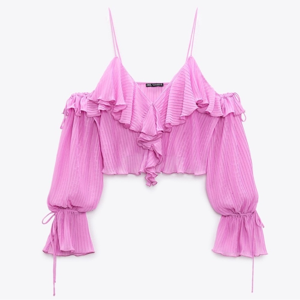 Pink Ruffled Women's Top - Picture 3 of 5